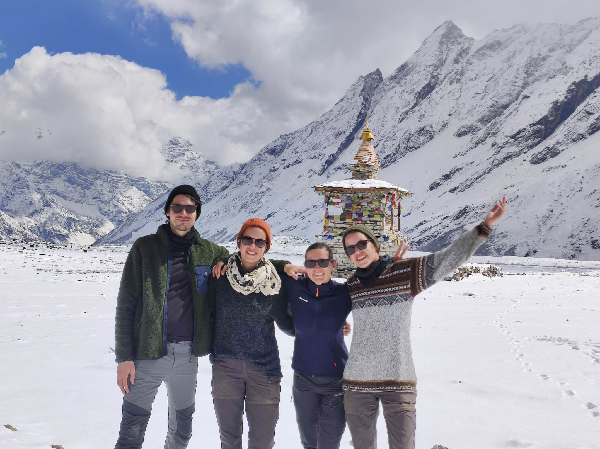 tourist enjoying with guide at manaslu circuit trek